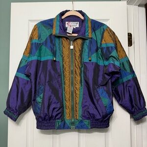 Vintage Active Stuff Colorful Geometric Windbreaker Jacket